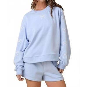NEW MAIN STRIP long sleeve top and shorts set in light blue